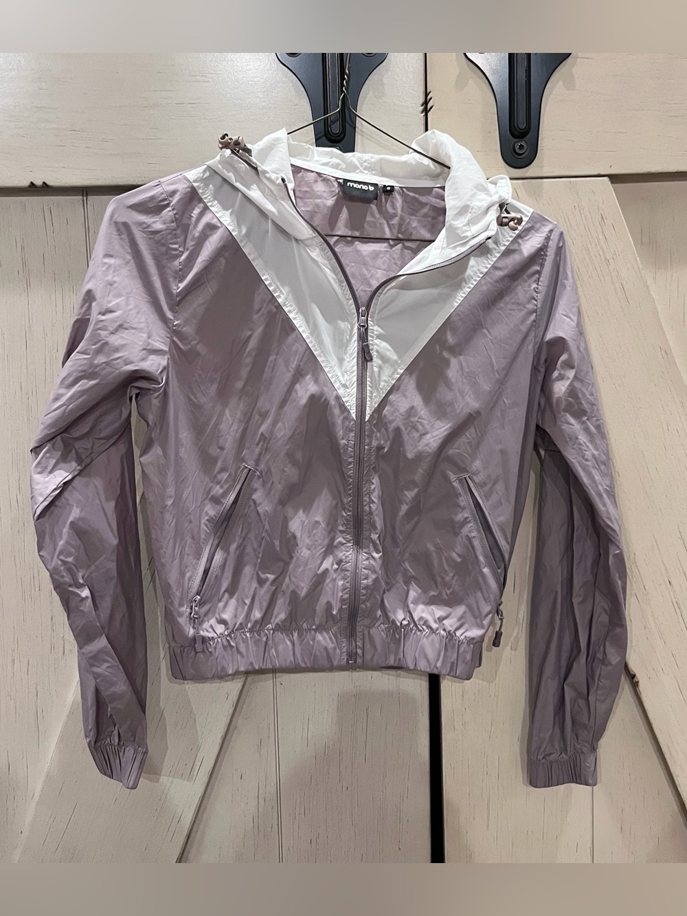 Mono B Lavender Windbreaker Jacket with White Trim Size Small